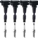 Ignition Coil Pack & Spark Plug Kit for Hyundai Kia L4 2.0L 2.4L - Fit Sonata Tucson Santa Fe Optima Sorento Sportage Stinger, Replaces UF764 93175