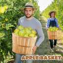 Marsui 4 Pcs Jumbo Half Bushel Baskets, 14 x 9.5 Inch Large Round Wooden Apple Basket with Handles Handcrafted Produce for Farmers Market Harvest Fruit Plants or Commercial Use