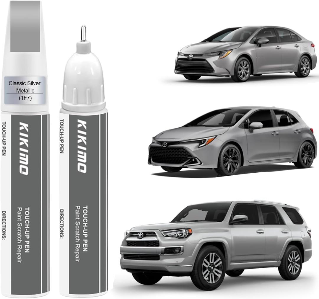4 x KIKIMO for Toyota Touch Up Paint(Classic Silver Metallic(1F7(Include 2UF))), 0.41 Fl Oz (EXP 11/21/29)