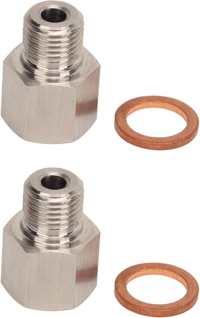 2Pcs Metric Fitting Adapter, 1/8in NPT Female to M10 x 1.0 Male Pipe Fitting Adapter Stainless Steel NPT Pipe Fiiting with Washer