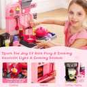DRAMATION Kids Kitchen Playset, 27.1 Inches Play Kitchen with Sound and Light, Kitchen Set for Toddlers 1-3 3-5, Cooking Stove, Play Sink and Kitchen Accessories, Toy Kitchen (Pink), 20.9 inches x 8.9 inches x 27.2 inches