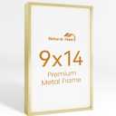 9x14 Aluminum Metal Picture Frame,Tempered Glass Gold Photo Frame 9x14 for Family Photo,Posters,Art,Document to Wall Mount Horizontally or Vertically