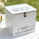 White Acrylic Card Box with Lock & Slot, Elegant Wedding Card Boxes for Reception, Large Money Envelope Gift Card Box for Party Wedding Birthday Baby Bridal Shower Stylish Table Decor