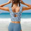 Girls Tankini Swimsuit 2 Piece Bathing Suit Twist Cross Back Cutout Swim Tank Top Floral Print Swimwear, 15-16 Years