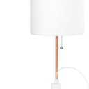 Simple Designs LT2024-RGD Rose Gold Stick Table Desk Lamp with Charging Outlet and Drum Fabric Shade, White Shade (Pack of 2)
