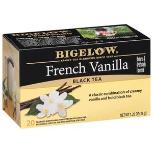 Bigelow French Vanilla Black Tea Bags, 20 Count Box (Pack of 6), Caffeinated Black Tea, 120 Tea Bags Total (BB: April 2028)
