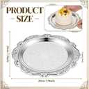 4 Pcs Silver Serving Platter Tray Jewelry Display Tray Decorative Dessert Plates Vintage Coffee Table Perfume Jewelry Organizer for Wedding Party Centerpiece
