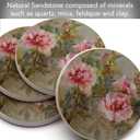 Thirstystone Paeona II Natural Sandstone Coaster 4 Pack Eco-Friendly, Absorbent, Easily Wipes Clean