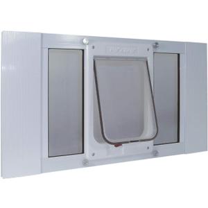 Ideal Pet Products Aluminum Sash Window Pet Door, Adjustable to Fit Window Widths from 33" to 38", Chubby Kat 7-1/2 x 10-1/2 Flap Size (7-1/2 x 10-1/2 Chubby Kat)