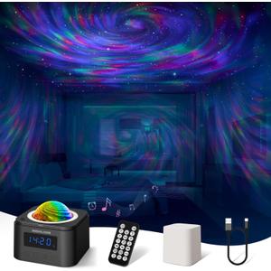 M10 Light Projector for Bedroom Star Projector Galaxy Light 9 Modes with Alarm Clock Northern Lights Projector Bluetooth Music Star Projector Teen Girl Adult Gifts & Night Light for Kids