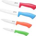 Ceramic Kitchen Knife Set with Covers in Gift Box, Healthy Stain Resistant & Non-Rust, Dishwasher Safe - Colorful Knife Set Include Chef, Serrated Bread, Utility & Paring Knife