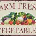 Farm Fresh Vegetables Shabby Decorative Metal Tin Sign 8x12 inch Indoor Wall Decor for Home, Garage, Bar, RV, Cabin and Farmhouse Display
