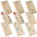Jewelry Organizer Trays, Set of 9, Velvet Lined, Adjustable Dividers, Stackable, Beige, 8.3 x 4.9 x 1 Inches