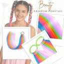 Rainbow Colorful Hair Tinsel Extensions for Women Ponytail Hair With Rubber Band Daily Party Festival Crazy Day Girls Accessories Synthetic Hair Pieces 2pcs