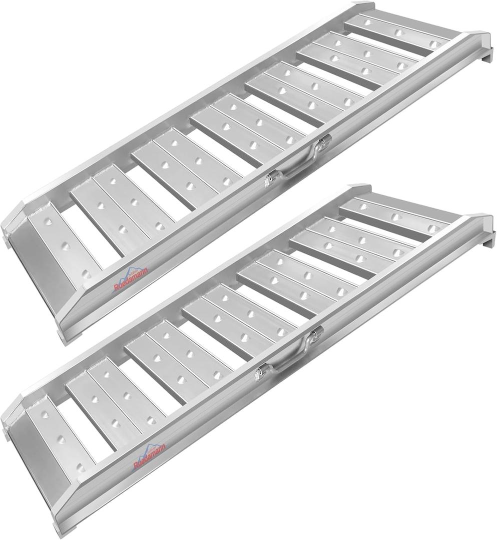 Ruedamann 4Ft Truck Ramps, 2 Pcs 4400 Lbs Total Capacity, Aluminum Trailer Ramp, Heavy-Duty ATV Ramps for Pickup Trucks, UTVs, Motorcycles, Lawn Mowers, Golf Carts