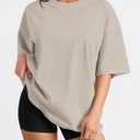 Trendy Queen Womens Oversized Summer T Shirts Plus Size Spring Cute Casual Tops Short Sleeves Fashion Workout Clothes (M)