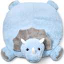Bearington Baby Lil' Tracer Tummy Time Mat, 30 x 30 Inch Dinosaur Plush Stuffed Animal Blanket, Baby Play Mat - Plush Blanket
