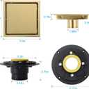 6 Inch Square Invisible Shower Floor Drain Black, Detachable Bathroom Floor Drain Flange, Insert Tiles for Filtering in The Grille Plate Cover, SUS304 Stainless Steel Wire Drawing
