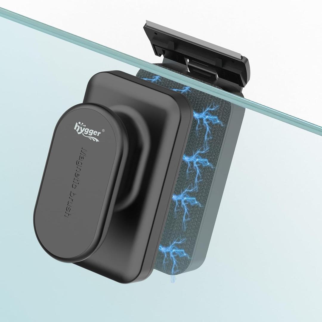 hygger Aquarium Magnetic Glass Clean Tool, Algae Scraper for 0.2-0.6 Inch Thick Fish Tank Floating Scrubber Brush with Two Detachable Blades (S)