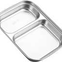 Cabilock 304 Stainless Steel Food Serving Tray Divided Portion Plate Vegetable Tray