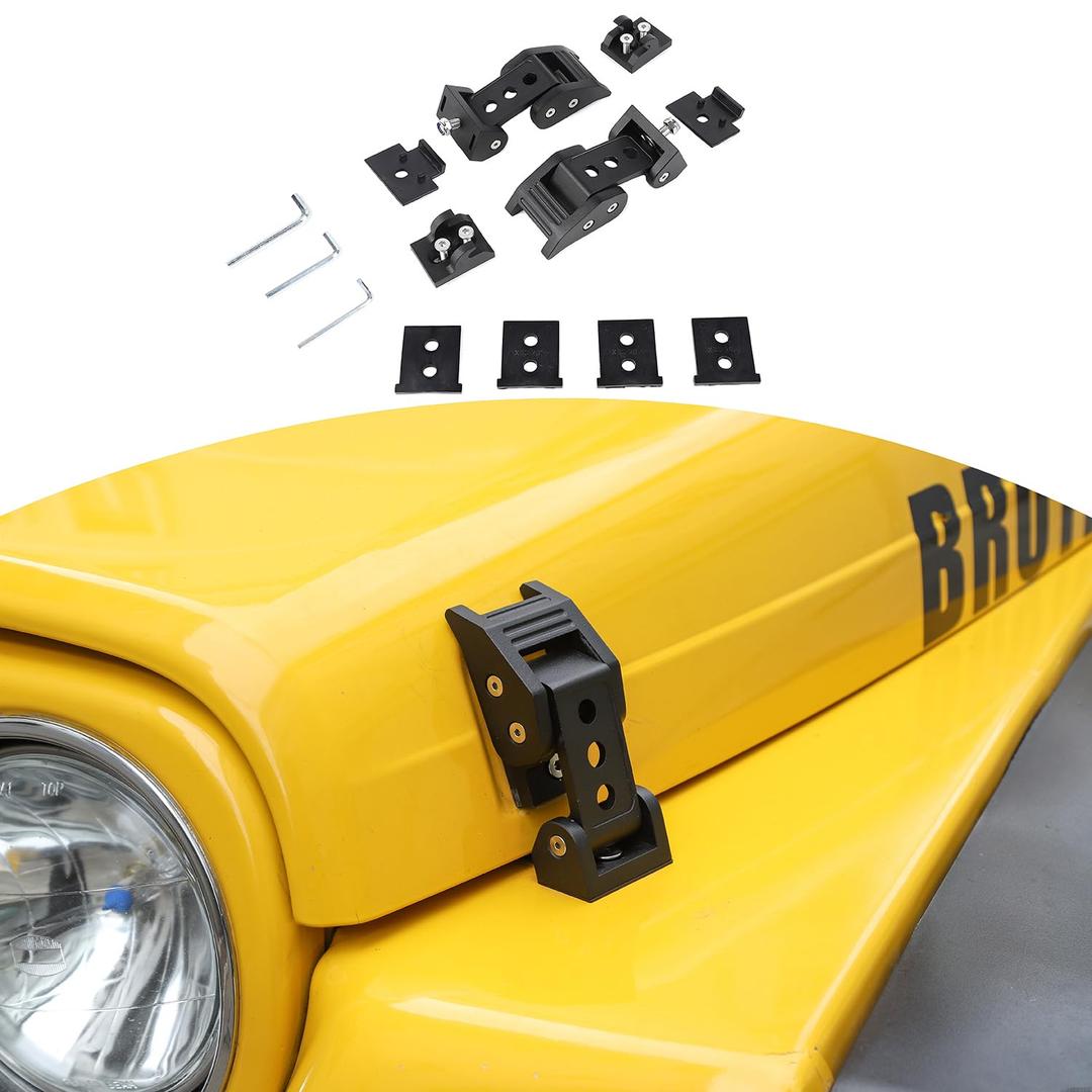 RT-TCZ for Wrangler TJ Hood Latches Lock Kit, Aluminum Hood Catch for Jeep Wrangler TJ 1997-2006 Black Exterior Accessories 2pcs