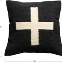 Creative Co-Op Wool Blend Pillow with Swiss Cross, Black and Cream