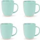 Elanze Designs Raw Clay Bottom Mint Green 13 ounce Ceramic Coffee Mugs Set of 4