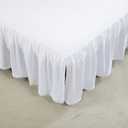 Ruffled Bed Skirts with Split Corners, Elegant Microfiber Fabric Full Bed Skirt 14 Inch Drop Platform Wrap Around Gathered Bedding Bed Skirt (White, Queen(60 * 80"))