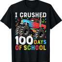 100 Days of School Monster Truck 100th Day of School Boys T-Shirt (Small, Black)