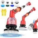 Uniqwamo Electric Spin Scrubber Compatible for Milwaukee 18V Battery(Battery NOT Included), 1000 RPM Battery Powered Scrubber with Adjustable Extension Arm & 8 Brushes & Gloves for Tub/Tile/Floor