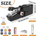 Handheld Sewing Machine, Portable & Cordless Mini Sewing Machine for Beginners - Electric Fast Stitching, DIY Fabric Clothes Repair Kit, Home Travel Mending Machine with Accessories (Black)
