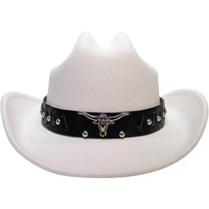 Beige Cowboy Hats for Men & Women with Western Hat Bands, Ideal for Rodeo Parties, Adjustable Fit