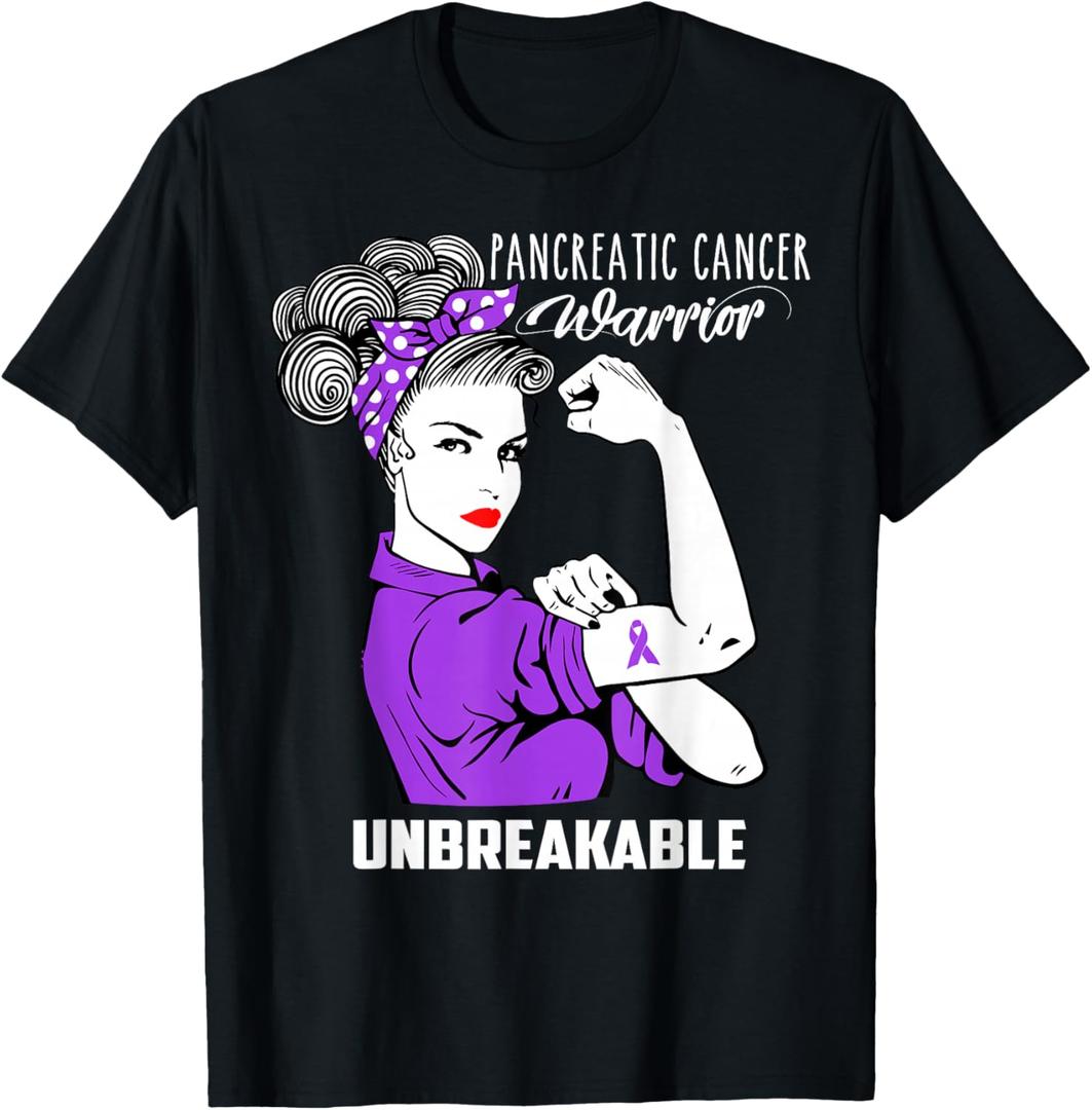 Pancreatic Cancer Warrior Unbreakable Shirt Awareness Gift T-Shirt, XXL