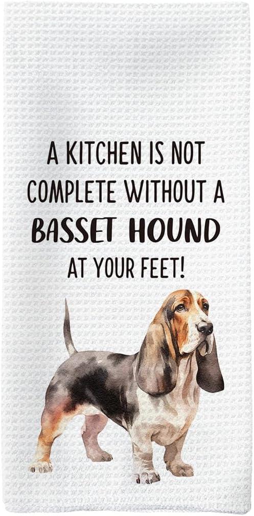 Basset Hound Dog Gifts Kitchen Towels, Basset Hound Gifts for Women, Bassethound Dog Hand Towels, Bassethound Dogs Dishcloths Dish Towel Tea Towel for Kitchen, Dogs Kitchen Decor, 16x24inch