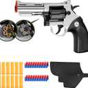 Toy GunSoft Bullet Revolver, Game Slingshot Toy Gun, Foam Blaster with Sponge Bullets, for Children Ages 8 and up (Silver)
