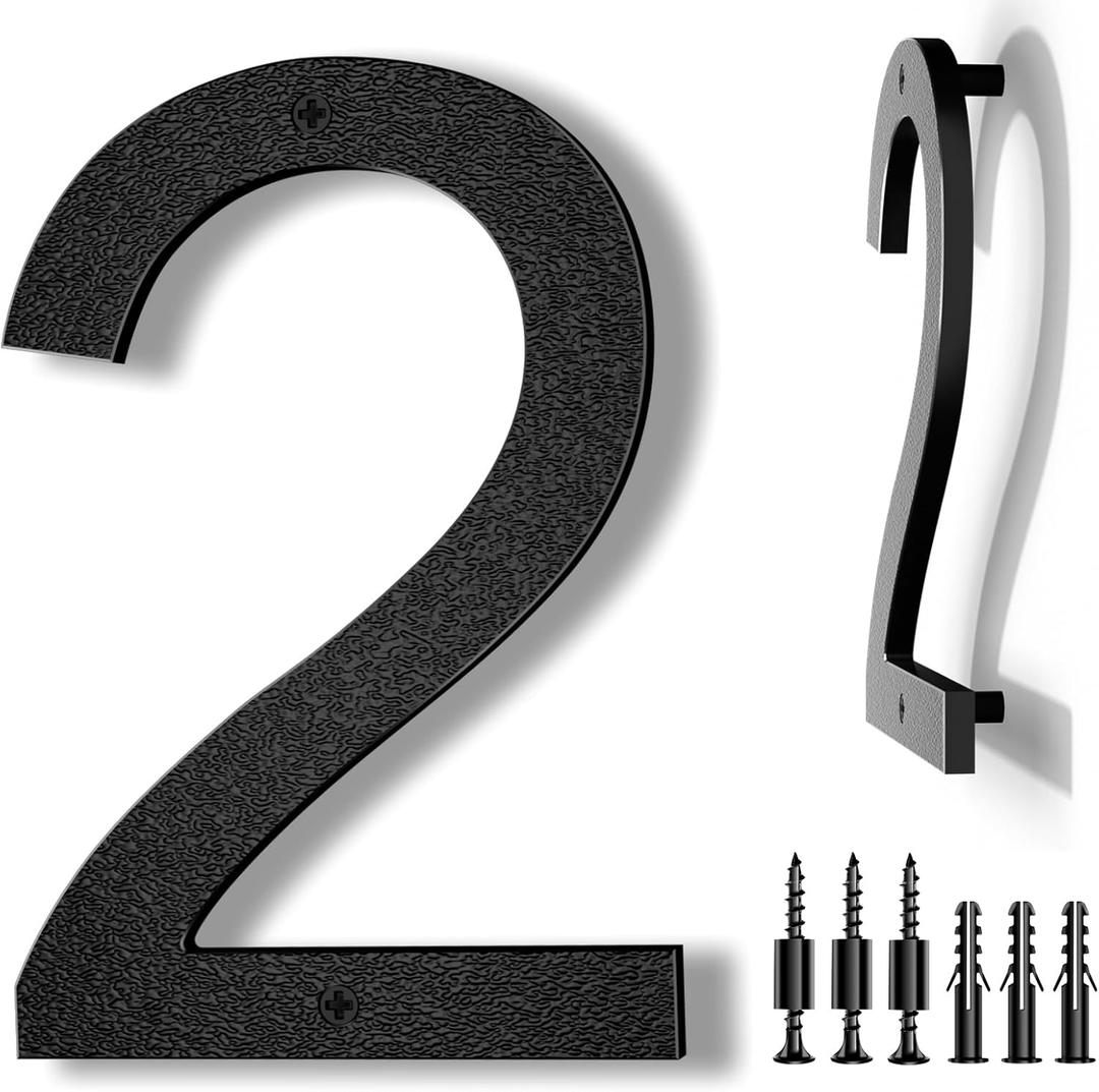 8 Inch Large Floating House Numbers, Black Modern House Number for Outside, Home Address Numbers for Outdoor Garage Gate Wall Street (2)