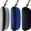 3pcs Sunglasses Case Box, Travel Zipper Hard Shell Eyeglasses Case Scratch Resistant Glasses Hook Glasses Organiser