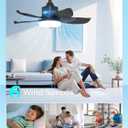 LANMEL 25 Inch Black Ceiling Fan with Light and Remote, Modern Ceiling Fan, 6 Speed, Reversible, 3000k-6500k Dimmable LED, Quiet DC Motor for Indoor Outdoor