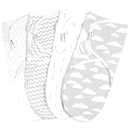 BaeBae Goods Swaddle Blanket Set, Adjustable Infant Baby Wrap Set of 4, Baby Swaddling Wrap Blankets Made in Soft Cotton