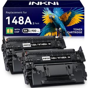 148A Toner Cartridge Black with Chip - Compatible Replacement for HP 148A 148X W1480A W1480X for HP LaserJet Pro MFP 4101fdw 4001dn 4001n 4101fdn 4001dw Printer High Yield for Office Work - 2 Pack