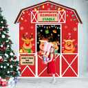 4Pcs Christmas Door Decorations Set Xmas Holiday Elk Door Covers Merry Christmas Deer Porch Banners Cute Reindeer Hanging Banner Backdrop for Winter Home Photography Photo Background Party Decor