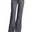 Flamingals Low Rise Cargo Wide Leg Pants for Women Drawstring Flap Pockets Y2K Bow Tie Casual Flare Pants, L