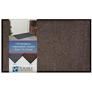 Durable Corporation-654S46 Wipe-N-Walk Vinyl Backed Indoor Carpet Entrance Mat, 4' x 6', Brown