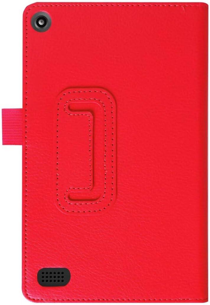 Tablet Cover for Amazon Kindle Fire 7 5th Generation SV98LN(2015 Release),Ultra Slim Folio Stand Lightweight Leather Case for Amazon Kindle Fire HD 7 2015 HD7 Gen 5th 7" (Li-Red)