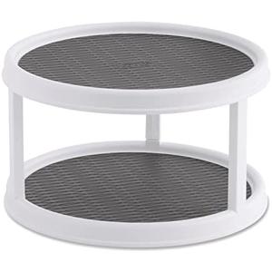 Copco Non-Skid Turntable, 2-Tier, 12-Inch, Durable & Easy Clean, White/Gray