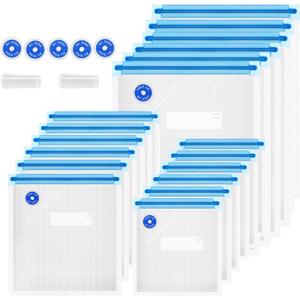 Sous Vide Bags 25 Pcs, Reusable BPA Free Vacuum Sealer Bags Vacuum Food Storage Bag for Cooking/Food Storage/Microwave Heating - 3 Size 18Pcs Vacuum Zipper Bag & 5 Air Valves & 2 Seal Clips