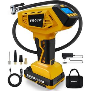 Tire Inflator Portable Air Compressor - 4X Faster Inflation, 160PSI Cordless Tire Pump with Dual Power (20V Battery & 12V DC), Auto Shut Off, Digital Gauge for Car, Motorcycle, E-Bike