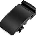 QfwdfcTrenz 35mm Ratchet Belt Buckle Only for 1 3/8 Slide Belt Strap Automatic Leather Belts Buckle Replacement, Black