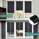 Changshade Cordless Roller Shades Blackout Blinds for Windows Room Darkening Rolled Up Shades with Spring System, UV Protection Window Shades Door Blinds for Home and Office29.5" W x 72" H,Black