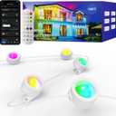 HUTAKUZE Permanent Outdoor Lights, 150FT with 90 RGB LEDs for Outdoor Decor, IP67 Waterproof, 48 Scene Modes Christmas House Lights,APP & Remote Control, Music Sync